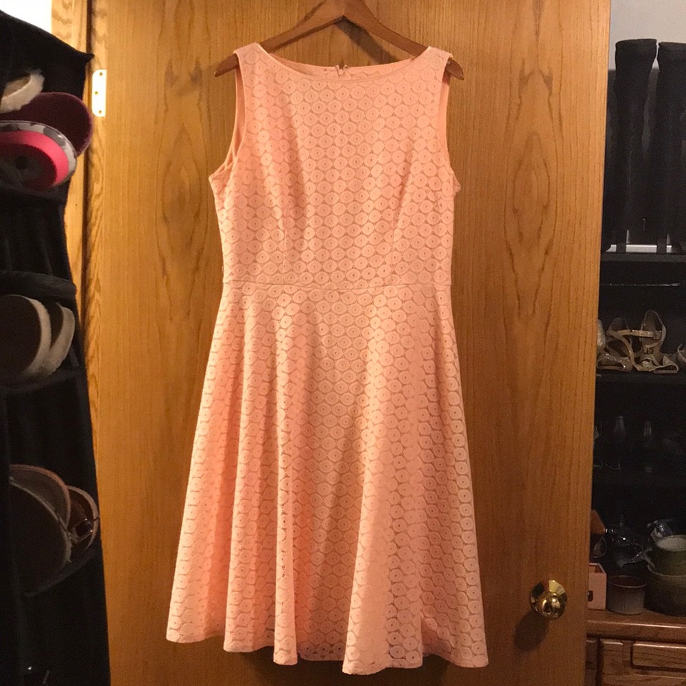 Coral, salmon dress lace overlay.♥️